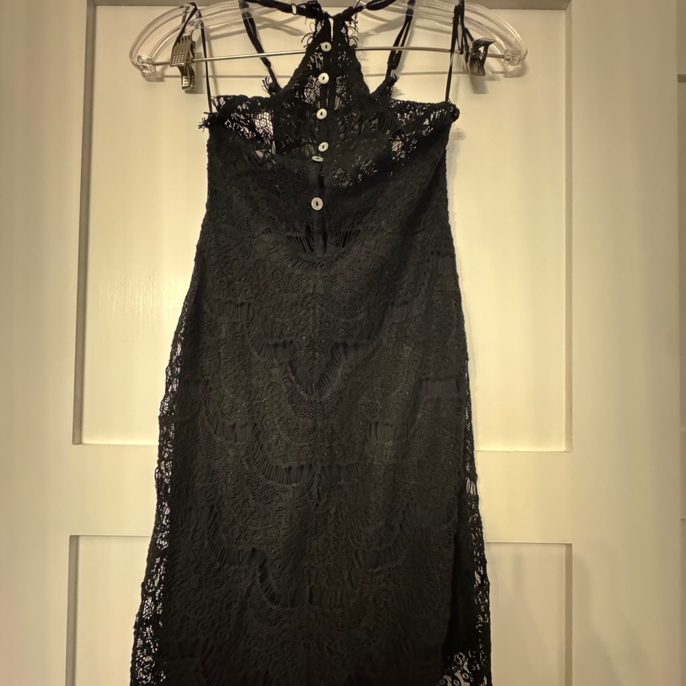 Free People LBD Little Black Dress Lace Spaghetti Strap Dress size XS